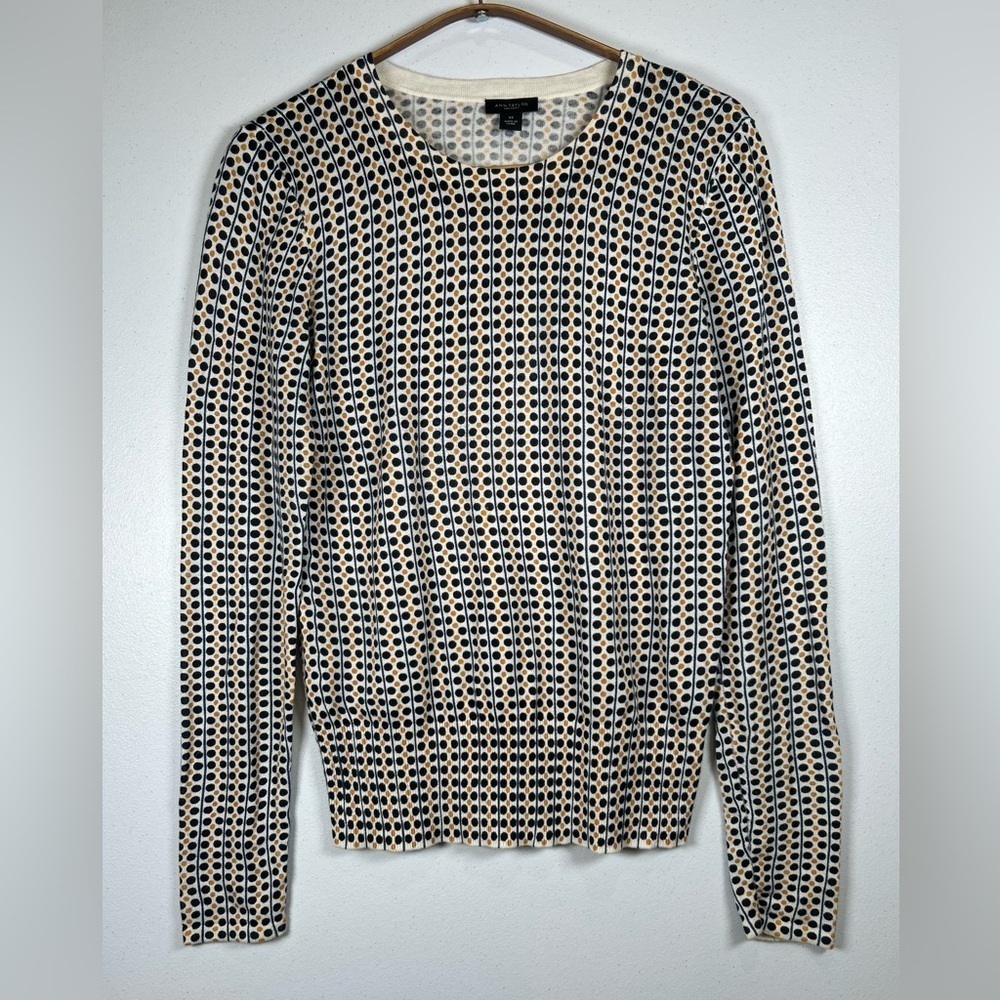 Ann Taylor Factory Blue and Gold Dot, Lightweight Sweater.Size XS.Career.Casual.
